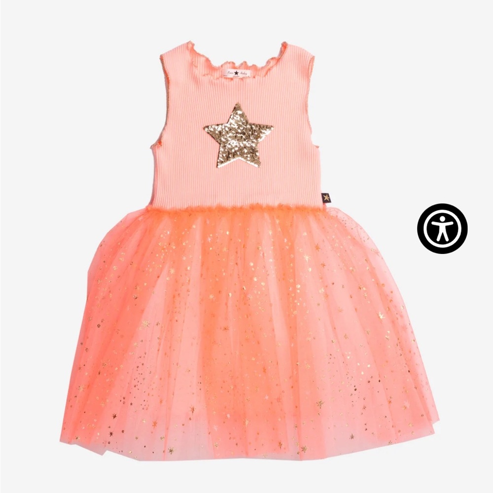 Girls Pink Sequin Star Tulle Dress